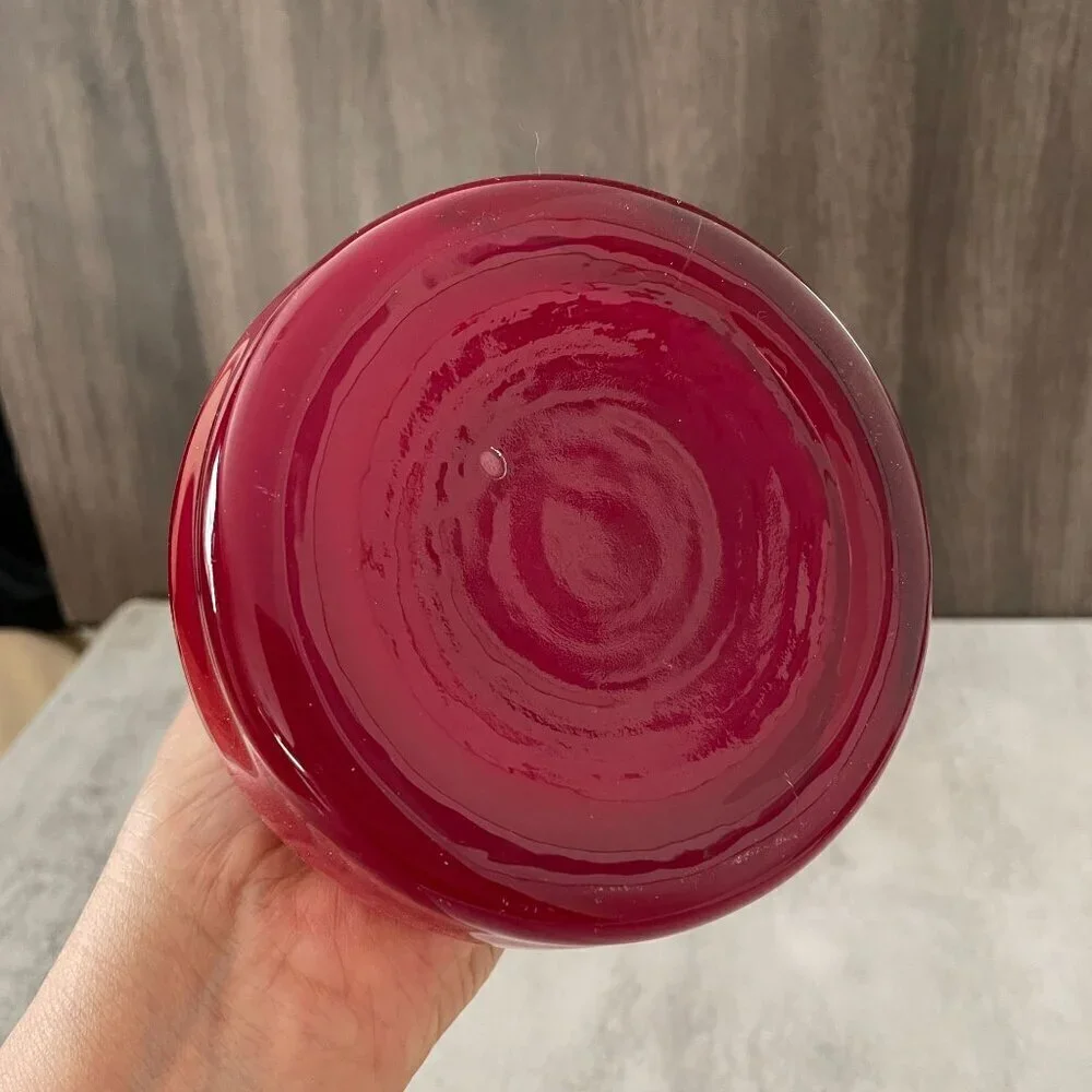 Normann Copenhagen Denmark Vintage Red Cased Glass Corkscrew Swing Vase 16